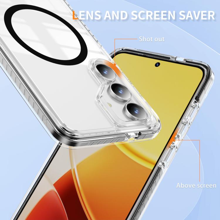 For Samsung Galaxy S25 FE 5G Crystal Shield Clear Magnetic Acrylic Hybrid TPU Phone Case