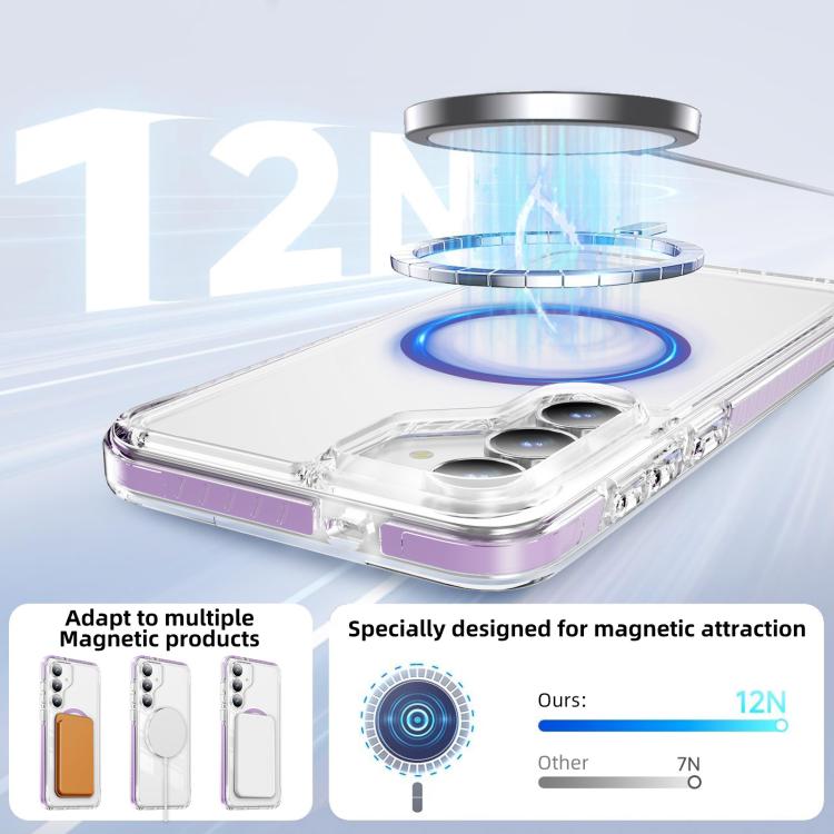 For Samsung Galaxy S25 FE 5G Crystal Shield Clear Magnetic Acrylic Hybrid TPU Phone Case