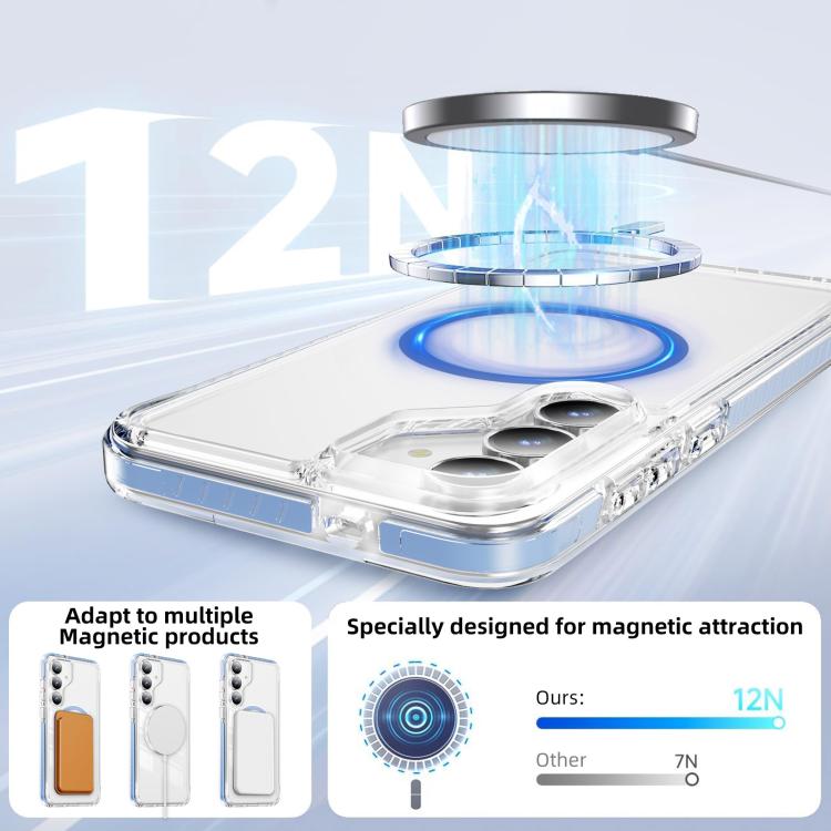 For Samsung Galaxy S25 FE 5G Crystal Shield Clear Magnetic Acrylic Hybrid TPU Phone Case