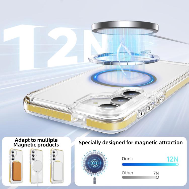 For Samsung Galaxy S25 FE 5G Crystal Shield Clear Magnetic Acrylic Hybrid TPU Phone Case
