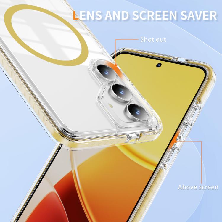 For Samsung Galaxy S25 FE 5G Crystal Shield Clear Magnetic Acrylic Hybrid TPU Phone Case