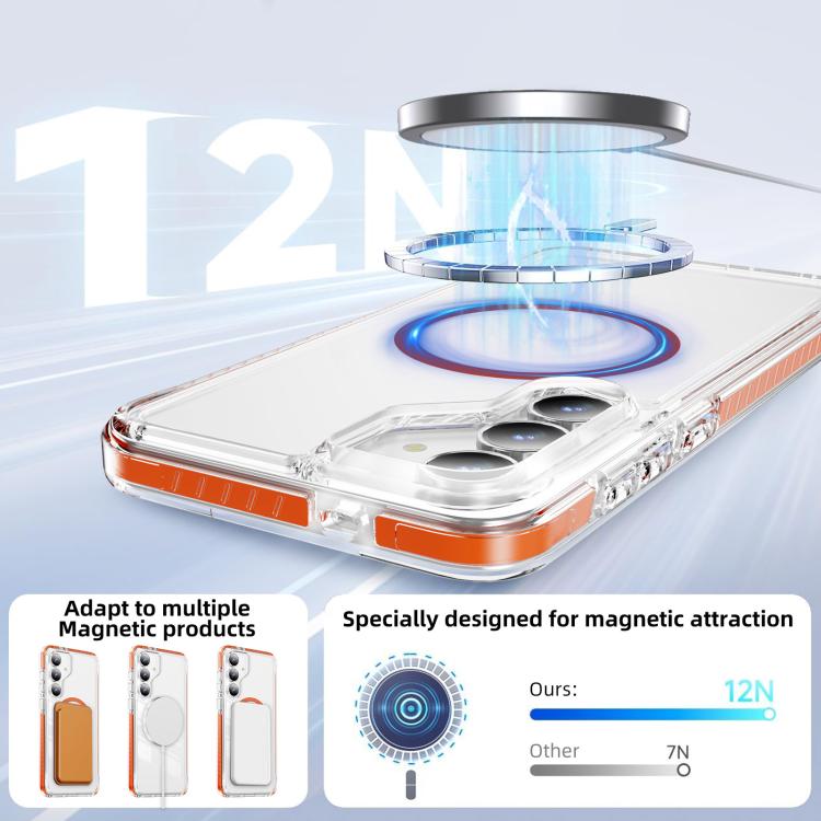 For Samsung Galaxy S25 FE 5G Crystal Shield Clear Magnetic Acrylic Hybrid TPU Phone Case
