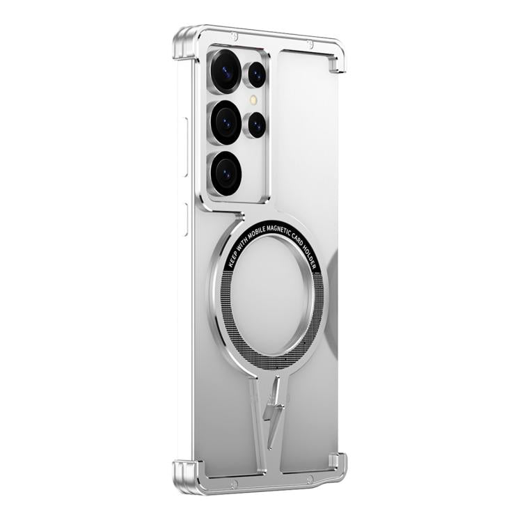 For Samsung Galaxy S25 Ultra 5G Hollow Borderless Magnetic MagSafe Aluminum Alloy Phone Case