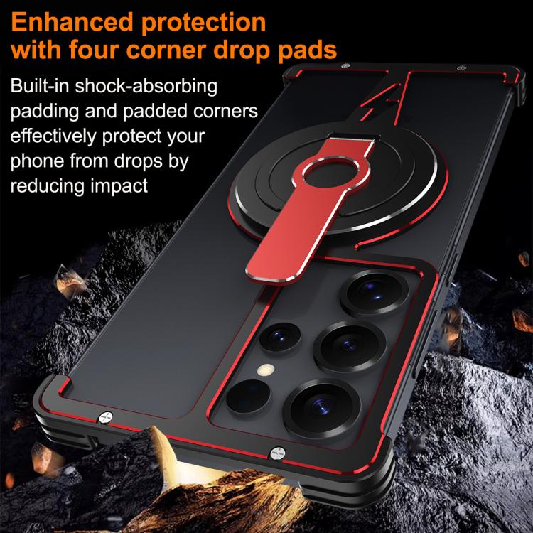 For Samsung Galaxy S25 Ultra 5G Hollow Borderless Magnetic MagSafe Aluminum Alloy Phone Case