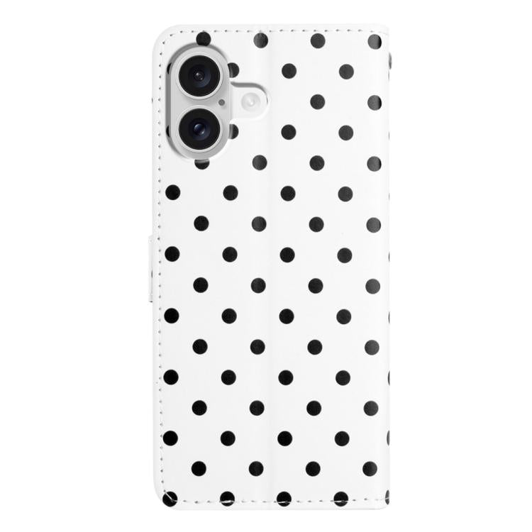 For iPhone 16 Plus Small Dots Pattern Vegan Leather Phone Case