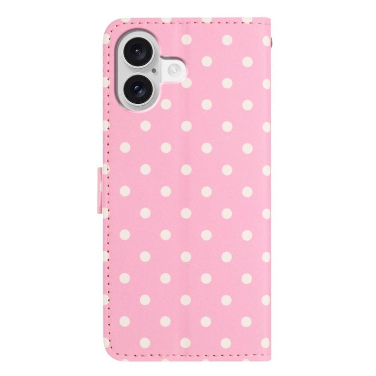 For iPhone 16 Small Dots Pattern Vegan Leather Phone Case