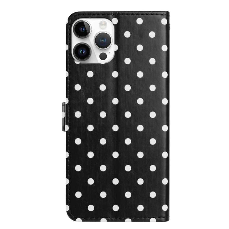 For iPhone 15 Pro Max Small Dots Pattern Vegan Leather Phone Case