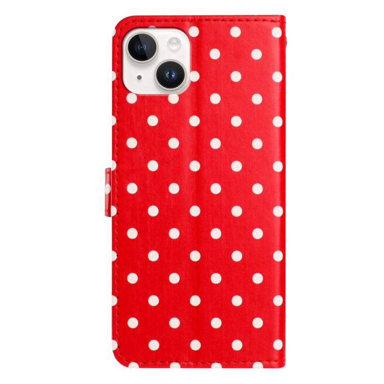 For iPhone 14 Plus Small Dots Pattern Vegan Leather Phone Case
