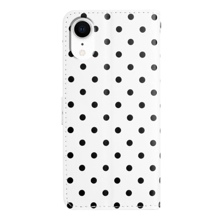 For iPhone XR Small Dots Pattern Vegan Leather Phone Case