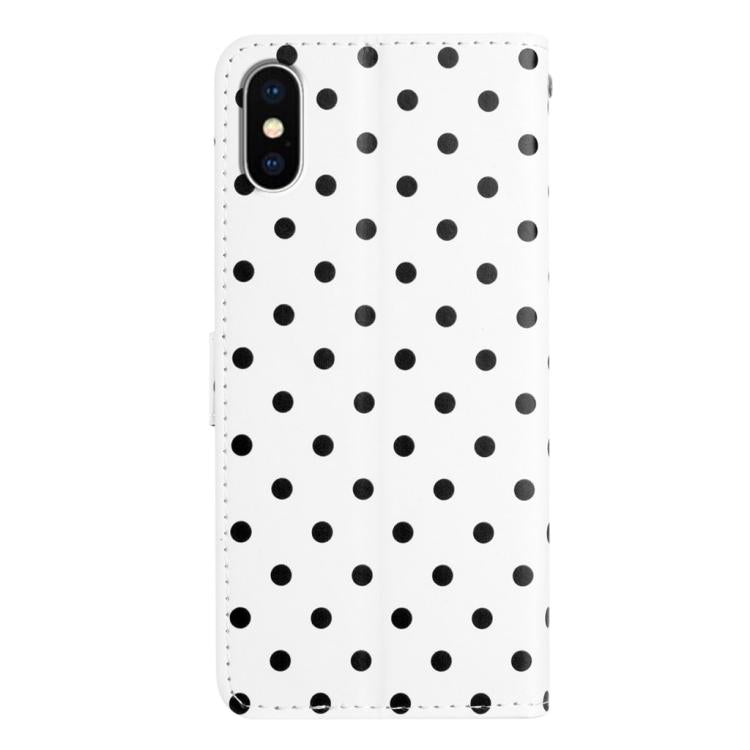 For iPhone XS Max Small Dots Pattern Vegan Leather Phone Case
