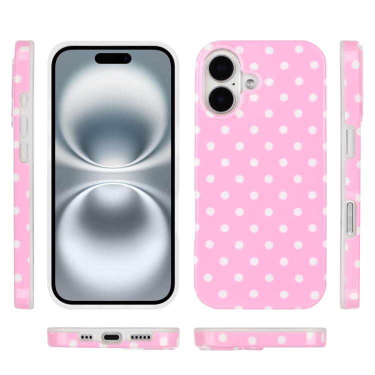 For iPhone 16 Plus IMD Colorful Dots Pattern TPU Full Coverage Phone Case