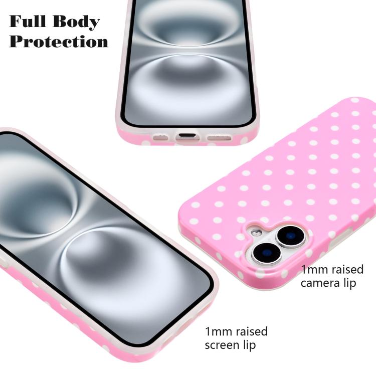 For iPhone 16 Plus IMD Colorful Dots Pattern TPU Full Coverage Phone Case