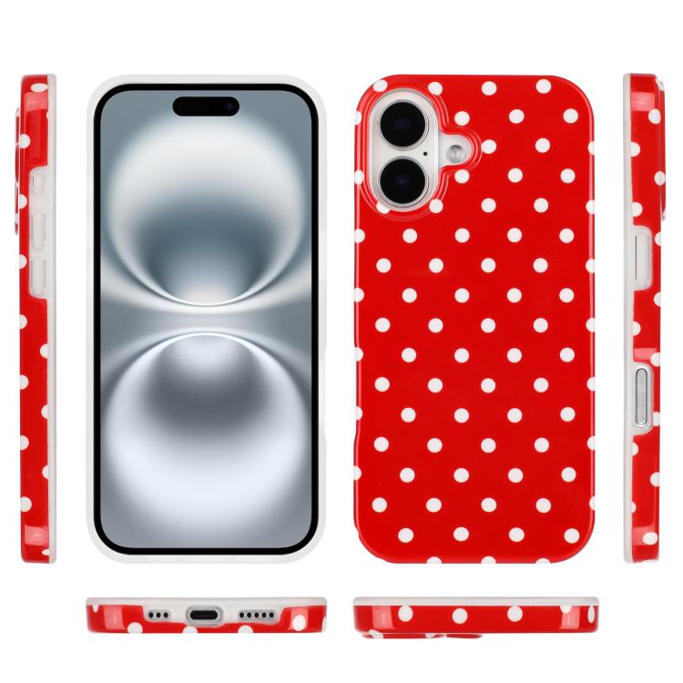 For iPhone 16 IMD Colorful Dots Pattern TPU Full Coverage Phone Case