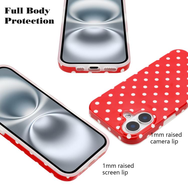 For iPhone 16 IMD Colorful Dots Pattern TPU Full Coverage Phone Case
