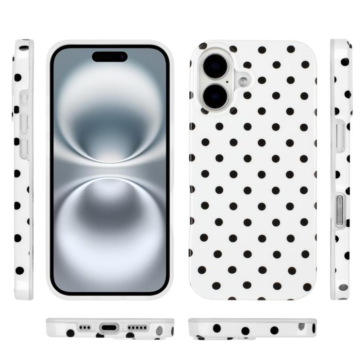 For iPhone 16 IMD Colorful Dots Pattern TPU Full Coverage Phone Case