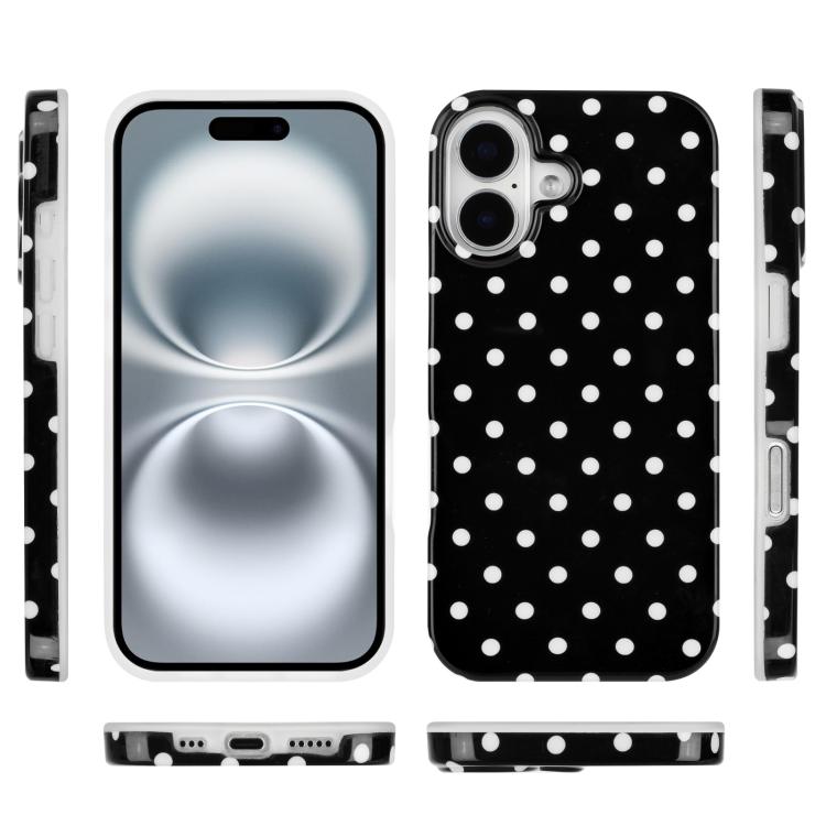 For iPhone 16 IMD Colorful Dots Pattern TPU Full Coverage Phone Case