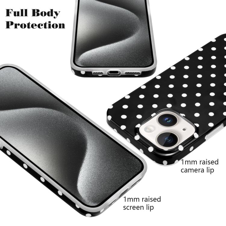 For iPhone 15 Plus IMD Colorful Dots Pattern TPU Full Coverage Phone Case