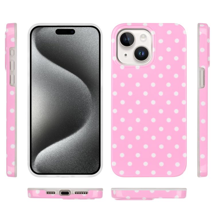 For iPhone 15 IMD Colorful Dots Pattern TPU Full Coverage Phone Case