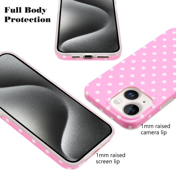 For iPhone 15 IMD Colorful Dots Pattern TPU Full Coverage Phone Case