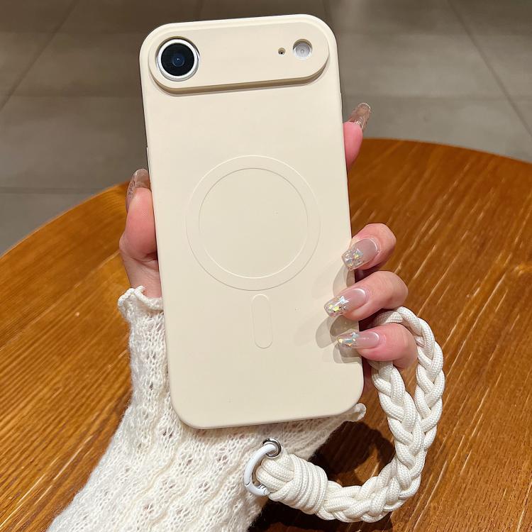 For iPhone Air Solid Color Liquid Silicone Magnetic Phone Case with Lanyard