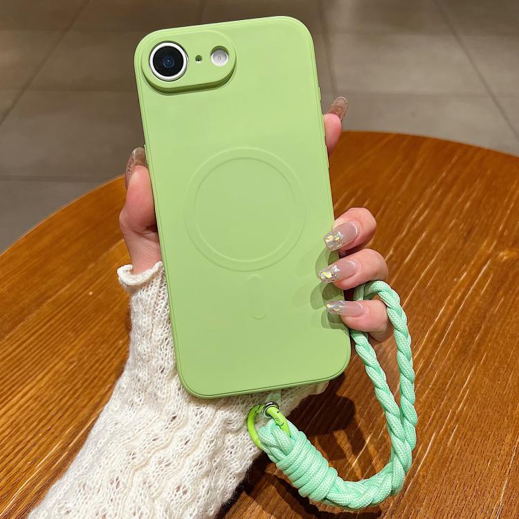 For iPhone 17e / 16e Solid Color Liquid Silicone Magnetic Phone Case with Lanyard