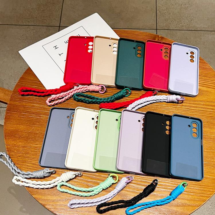 For Samsung Galaxy A55 5G Solid Color Liquid Silicone Magnetic Phone Case with Lanyard