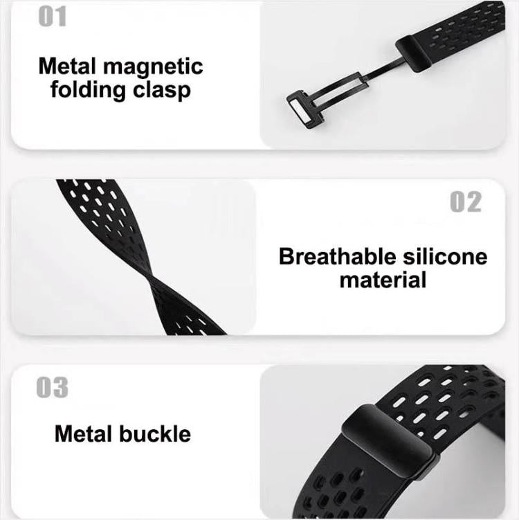 For Samsung Galaxy Fit3 5 Pack xDfind Hole Style Magnetic Black Buckle Silicone Watch Band