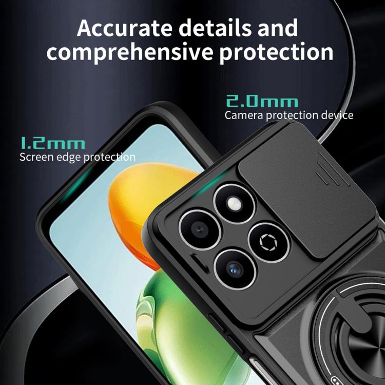 For Honor 200 Smart / Play 60 Plus Lens Sliding Window Multifunctional Magnetic Shockproof Phone Case