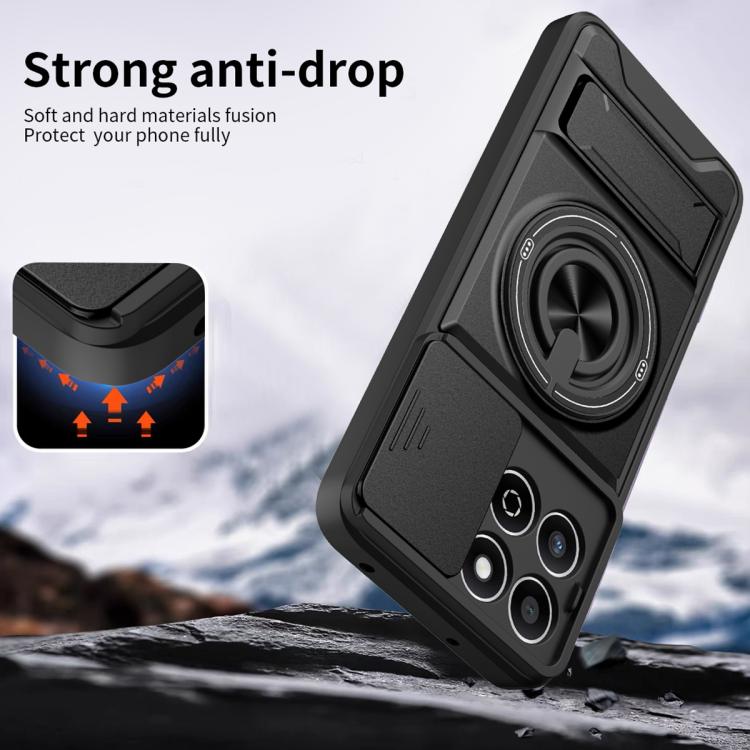 For Honor 200 Smart / Play 60 Plus Lens Sliding Window Multifunctional Magnetic Shockproof Phone Case