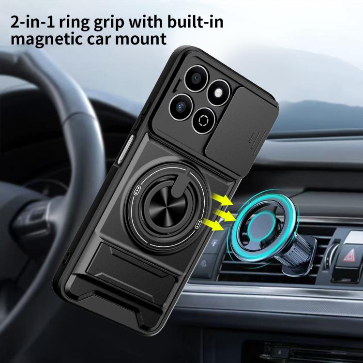 For Honor 200 Smart / Play 60 Plus Lens Sliding Window Multifunctional Magnetic Shockproof Phone Case