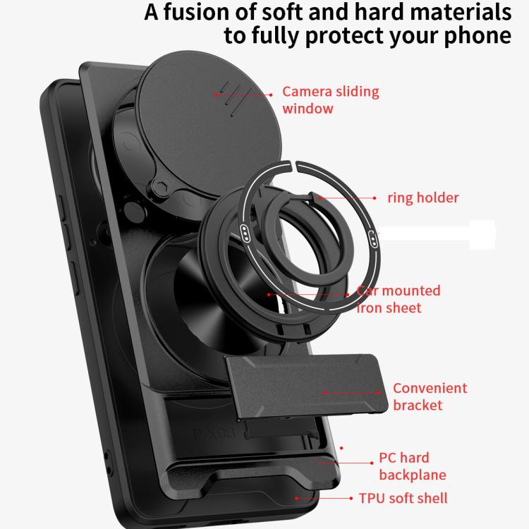For Honor X60 Pro / X9c 5G Lens Sliding Window Multifunctional Magnetic Shockproof Phone Case