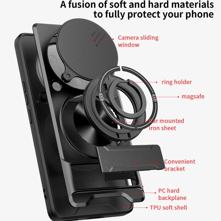 For Honor X9b 5G Lens Sliding Window Multifunctional Magnetic Shockproof Phone Case