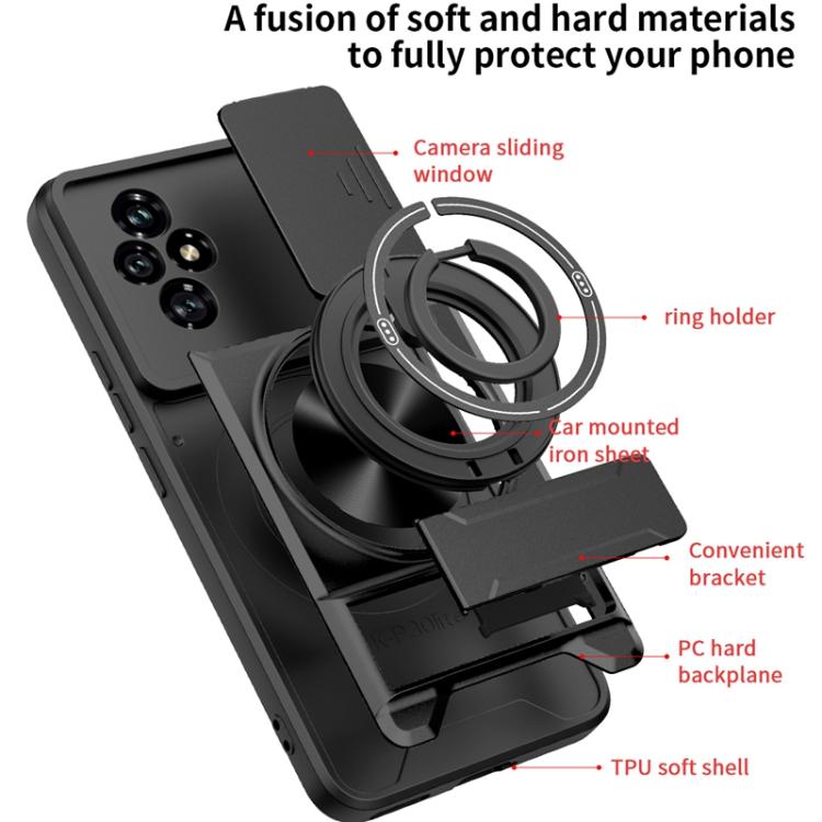 For Honor 200 5G Lens Sliding Window Multifunctional Magnetic Shockproof Phone Case