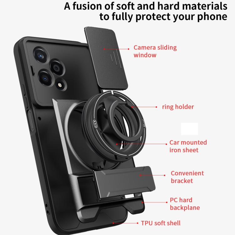 For Honor 200 Lite 5G Global Lens Sliding Window Multifunctional Magnetic Shockproof Phone Case