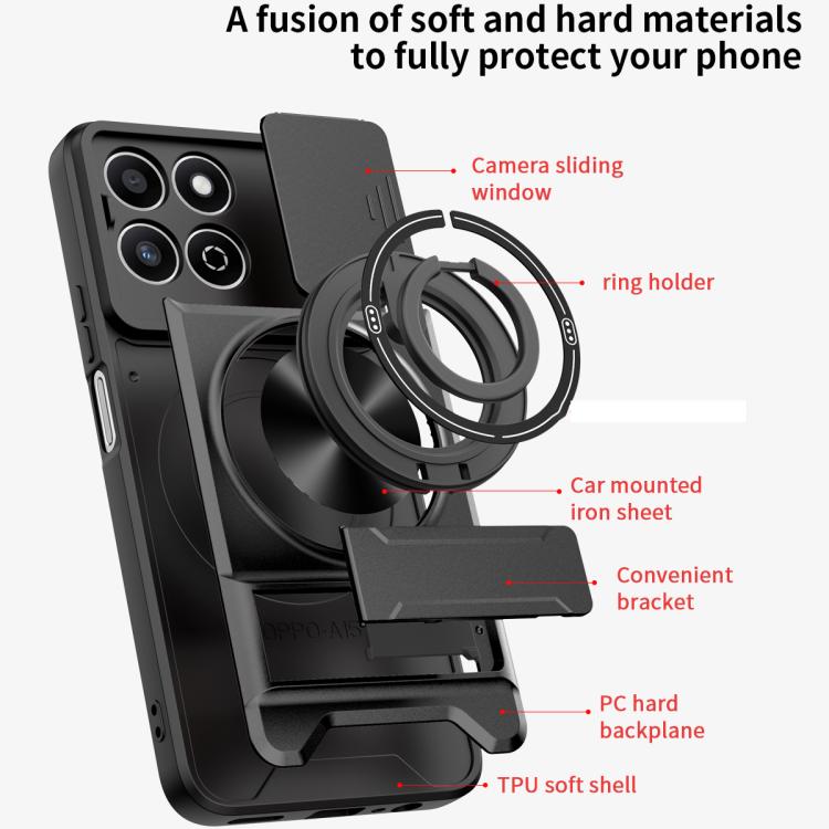 For Honor 200 Smart 5G Lens Sliding Window Multifunctional Magnetic Shockproof Phone Case