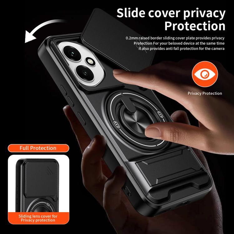 For Honor 400 5G Global 156.5mm Lens Sliding Window Multifunctional Magnetic Shockproof Phone Case