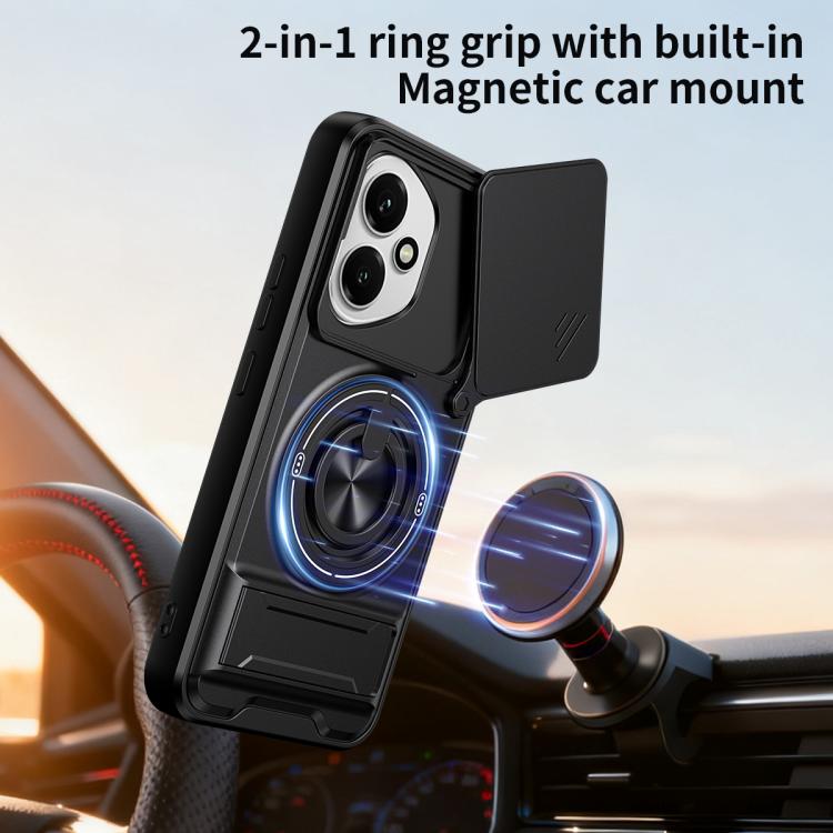 For Honor 400 5G Global 156.5mm Lens Sliding Window Multifunctional Magnetic Shockproof Phone Case