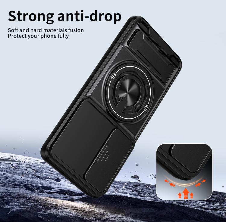 For Honor 90 5G Lens Sliding Window Multifunctional Magnetic Shockproof Phone Case