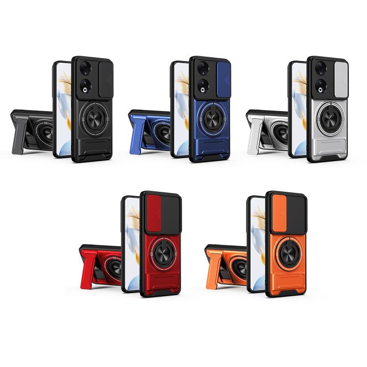 For Honor 90 5G Lens Sliding Window Multifunctional Magnetic Shockproof Phone Case