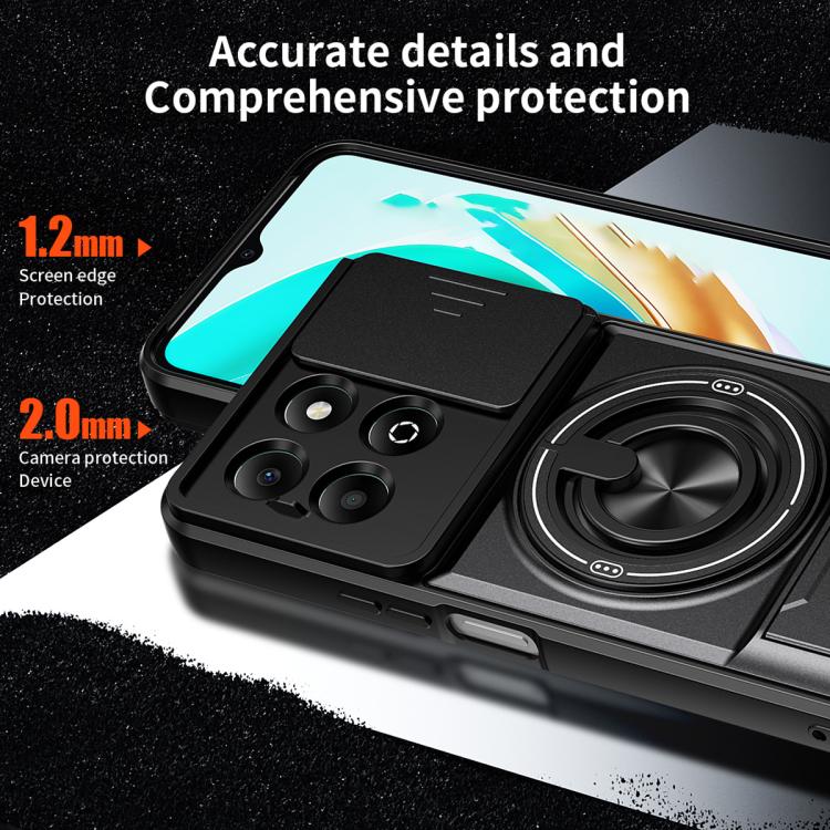 For Honor X6b 4G Lens Sliding Window Multifunctional Magnetic Shockproof Phone Case