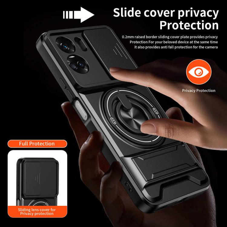 For Honor 90 Lite 5G Lens Sliding Window Multifunctional Magnetic Shockproof Phone Case