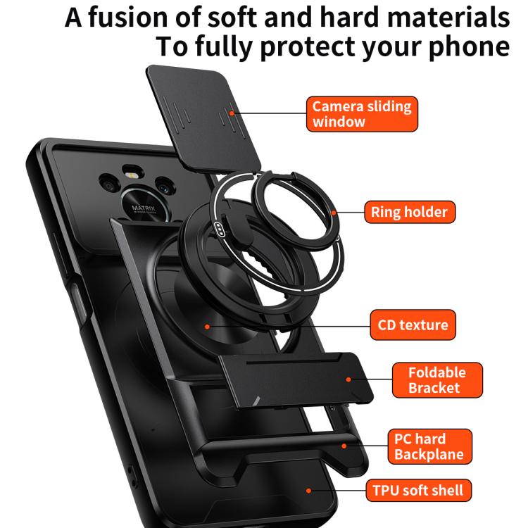 For Honor X9 Lens Sliding Window Multifunctional Magnetic Shockproof Phone Case