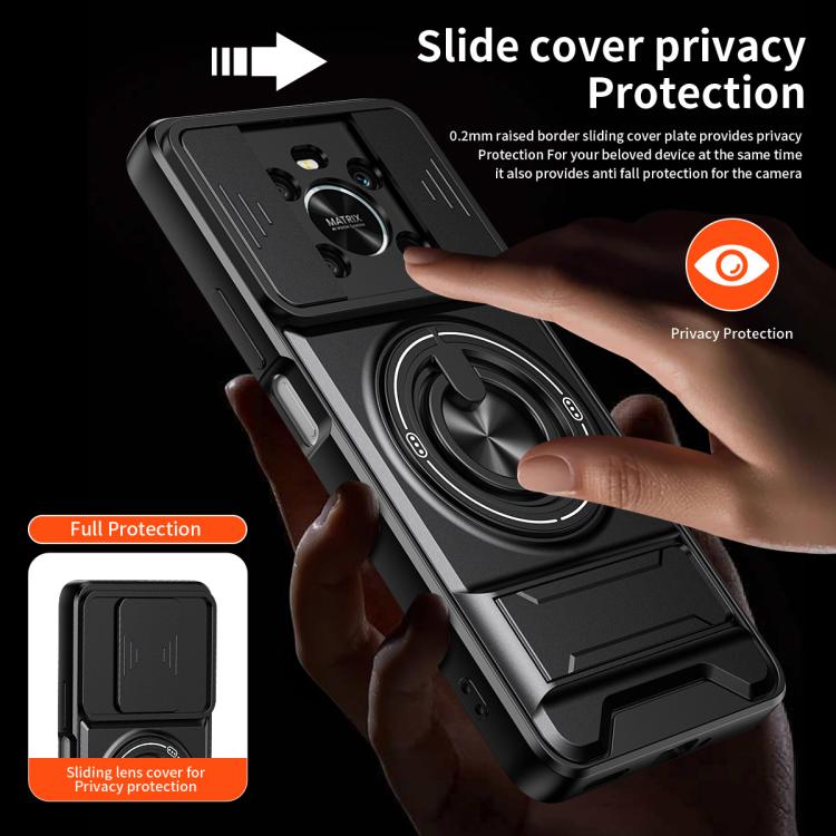 For Honor X9 Lens Sliding Window Multifunctional Magnetic Shockproof Phone Case