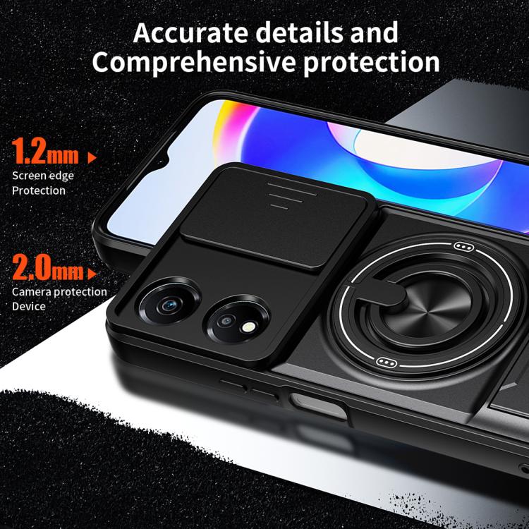For Honor X5 Plus 4G Lens Sliding Window Multifunctional Magnetic Shockproof Phone Case