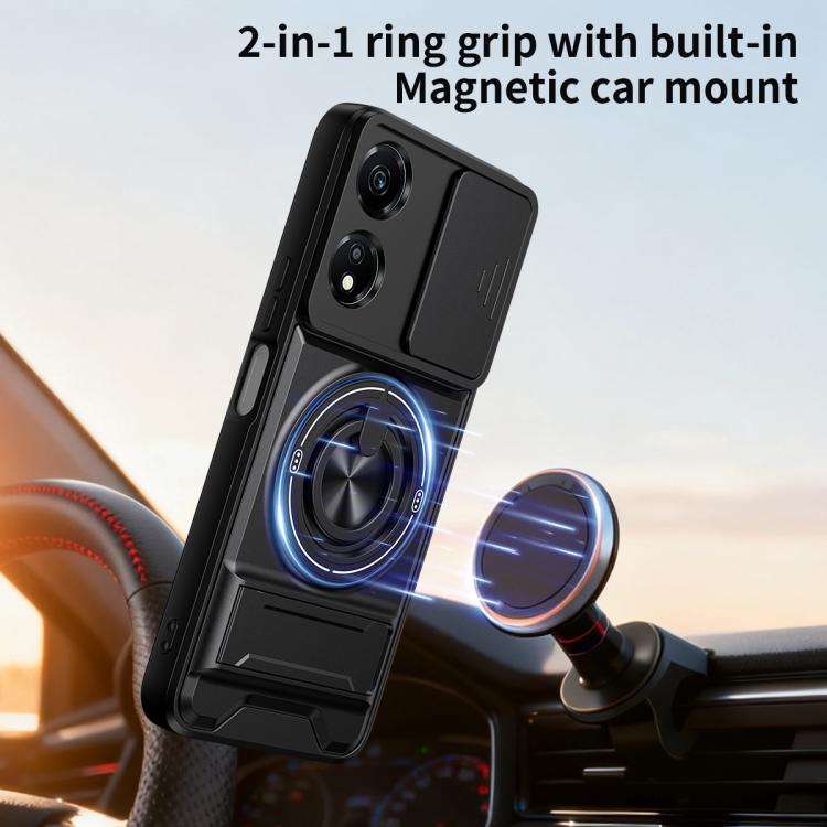 For Honor X5 Plus 4G Lens Sliding Window Multifunctional Magnetic Shockproof Phone Case