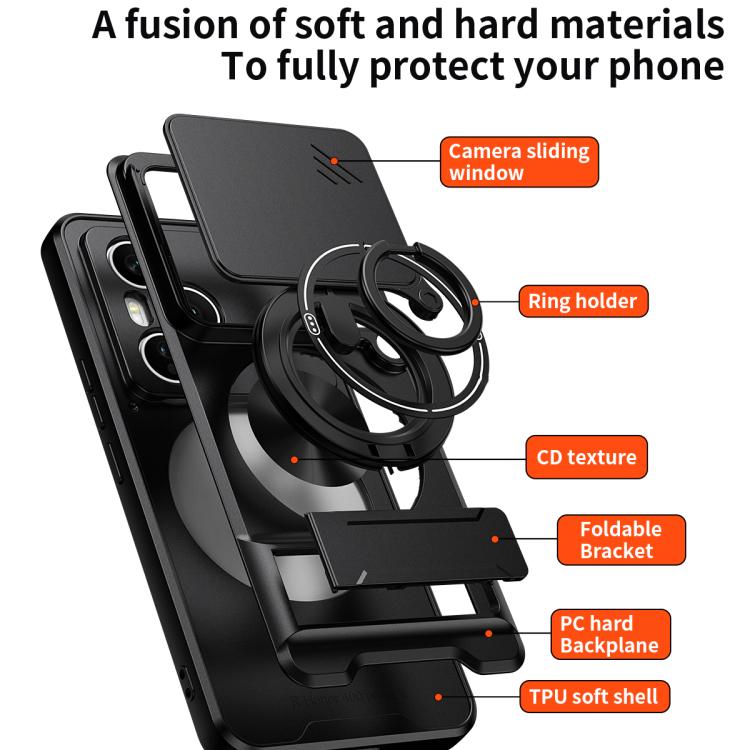 For Honor 400 Pro 5G Global 160.8mm Lens Sliding Window Multifunctional Magnetic Shockproof Phone Case