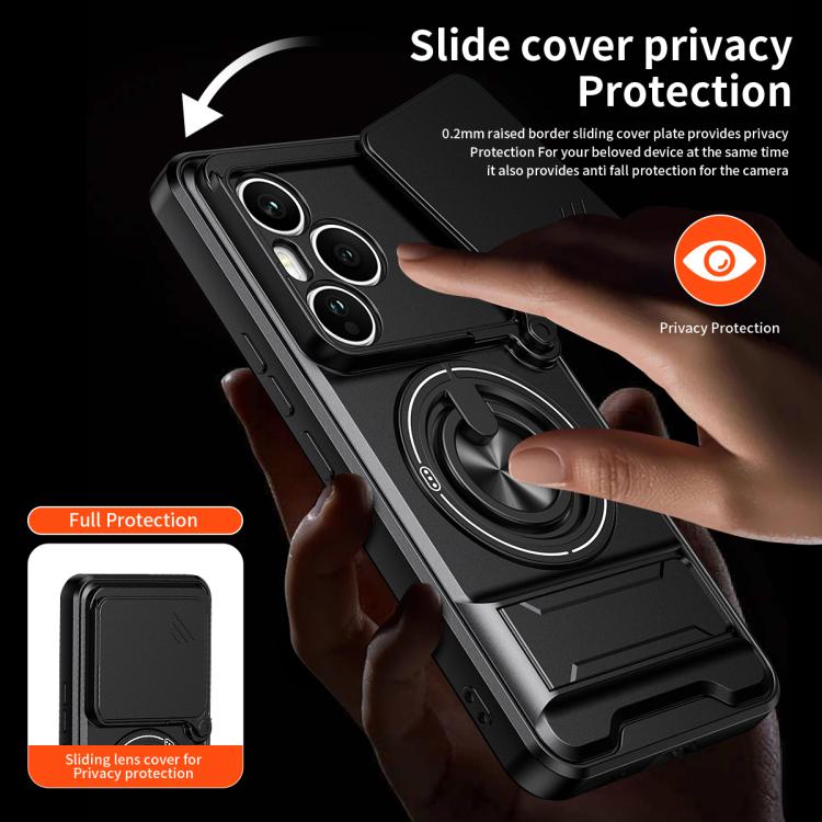 For Honor 400 Pro 5G Global 160.8mm Lens Sliding Window Multifunctional Magnetic Shockproof Phone Case