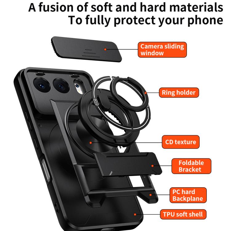 For Honor 500 5G Global 155.8mm Lens Sliding Window Multifunctional Magnetic Shockproof Phone Case