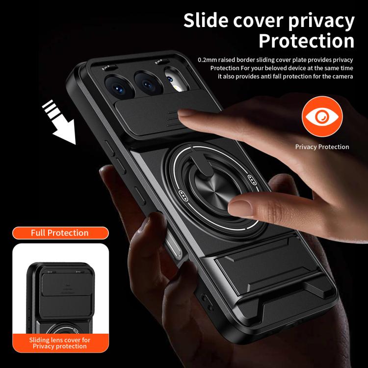 For Honor 500 5G Global 155.8mm Lens Sliding Window Multifunctional Magnetic Shockproof Phone Case