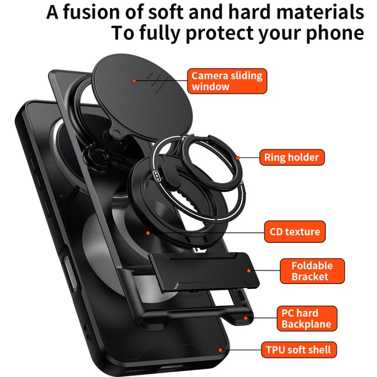 For Honor Magic8 Pro 5G Lens Sliding Window Multifunctional Magnetic Shockproof Phone Case